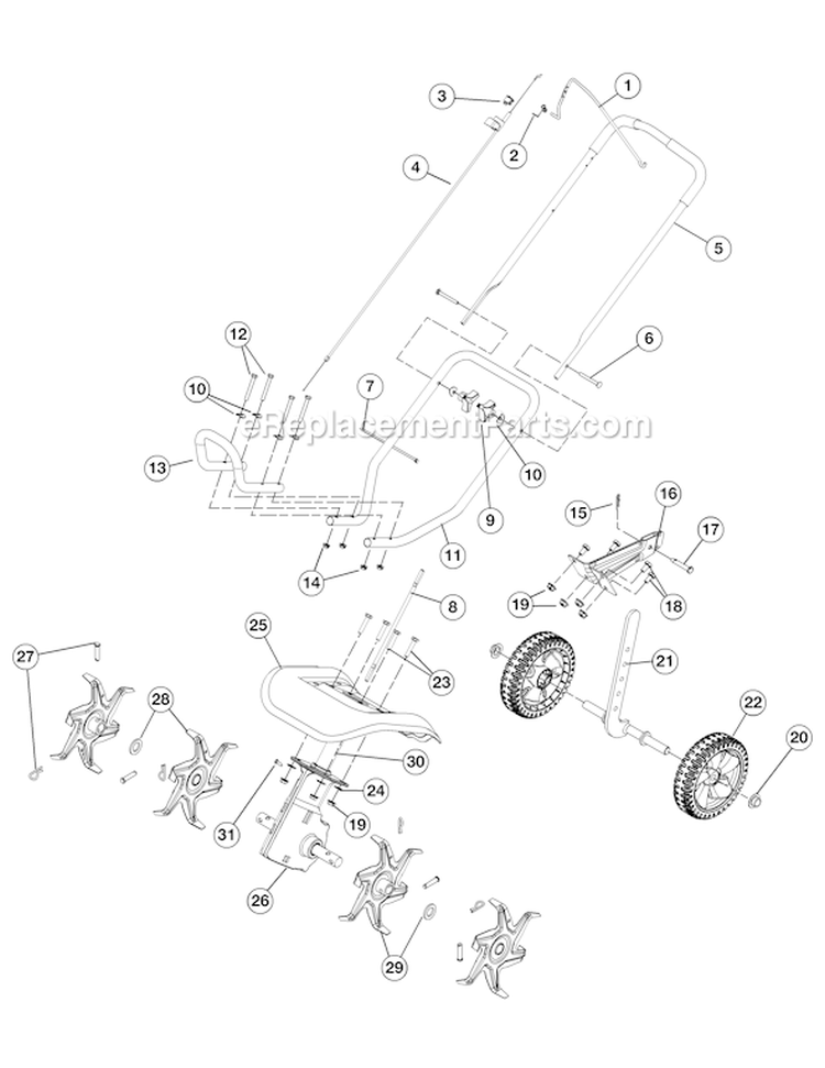Page B Diagram and Parts List for YM141 21A-141R901 Yard Man Tiller